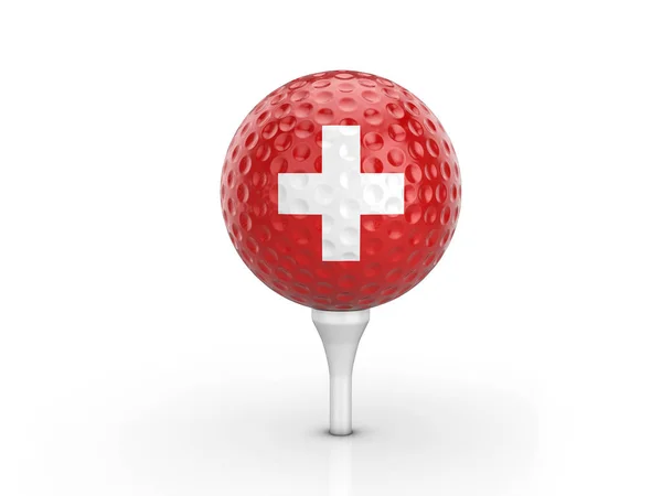 Golfball Schweizer Flagge — Stockfoto