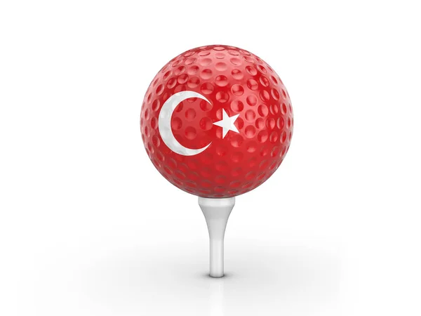 Bola de golfe Bandeira Turquia — Fotografia de Stock