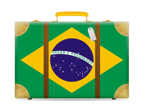 Mala de viagem de bandeira do Brasil — Vetor de Stock