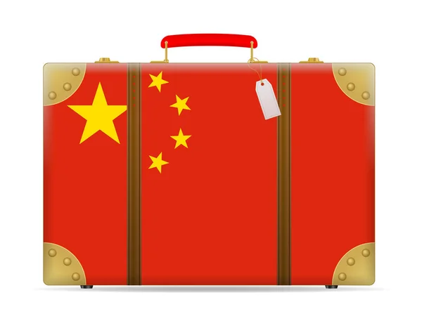 Çin bayrağı bavul seyahat — Stok Vektör