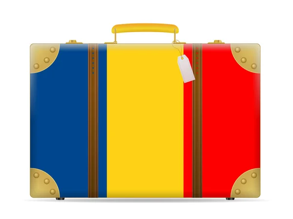 Maleta de viaje bandera de Rumanía — Vector de stock
