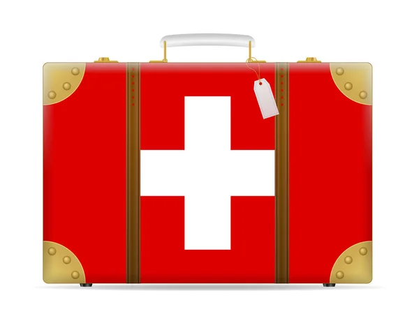 Прапор Швейцарії подорож валізу — стоковий вектор