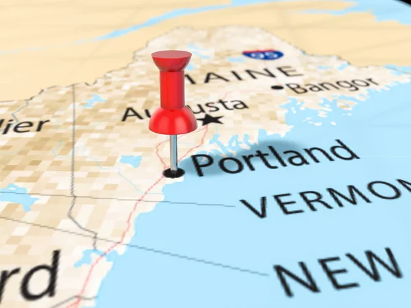 Pushpin en Portland mapa —  Fotos de Stock