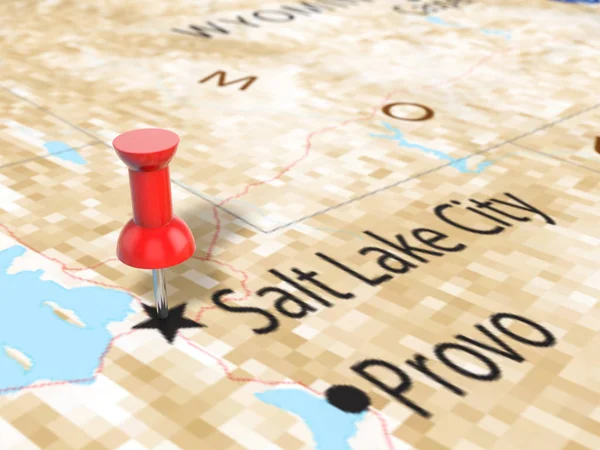 Кнопкою на карті Солт-Лейк-Сіті — стокове фото