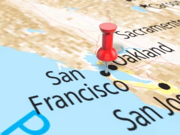 Кнопкою на карту Сан-Франциско — стокове фото