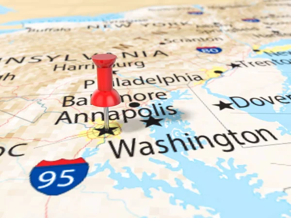 Pushpin en Washington mapa — Foto de Stock