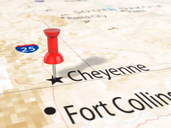 Кнопкою на Cheyenne карті — стокове фото
