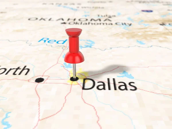 Pushpin no mapa de Dallas — Fotografia de Stock