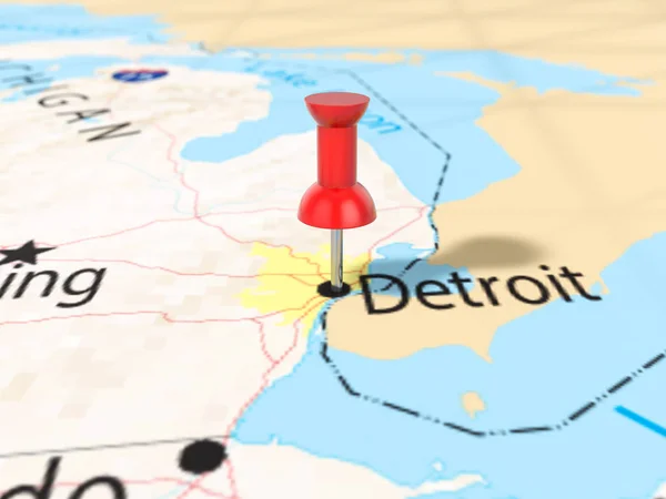 Кнопкою на карті Детройті — стокове фото