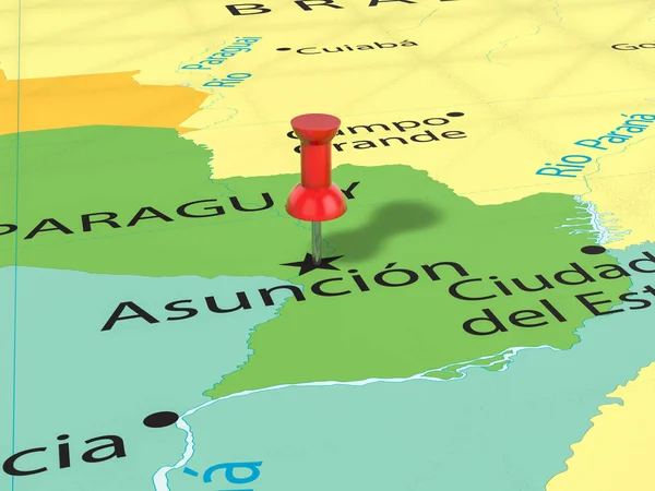 Rajzszög Asuncion térképén — Stock Fotó