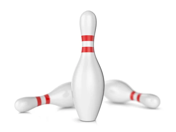 Bowling pins on white — Stock Photo, Image