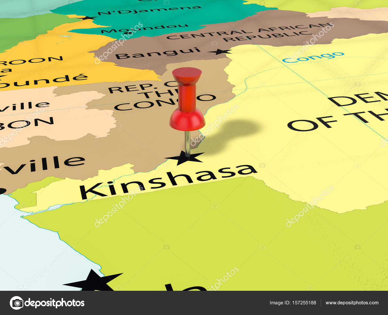 在金沙萨地图上的图钉——图库图片© julydfg #157255188