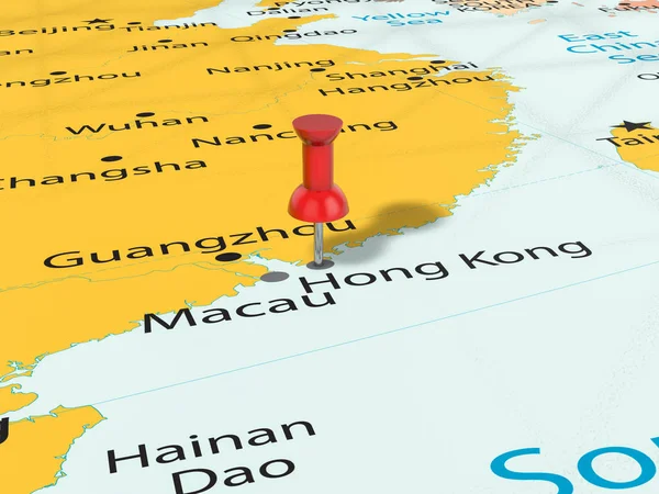 Pushpin on Hong Kong map