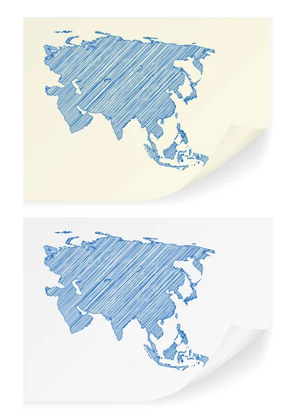 Asie gribouiller carte — Image vectorielle
