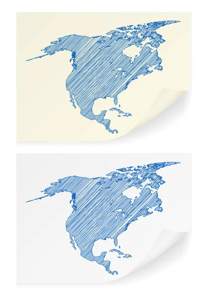 América del Norte scribble mapa — Archivo Imágenes Vectoriales