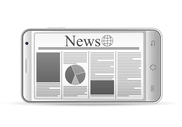 Phone newspaper on white — Stock Vector