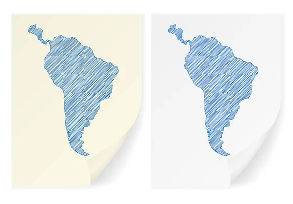 Güney Amerika karalama harita — Stok Vektör