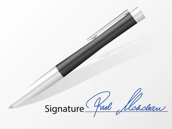 Stylo à bille et signature — Image vectorielle