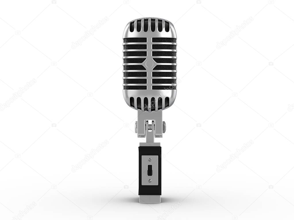 Retro microphone on white