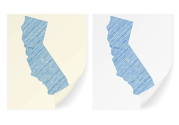 California scarabocchiare mappa — Vettoriale Stock