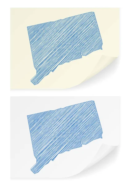 康涅狄格州 scribble 地图 — 图库矢量图片