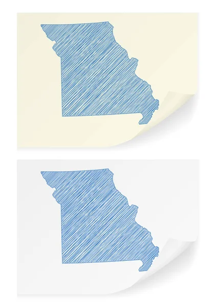 Missouri scarabocchiare mappa — Vettoriale Stock