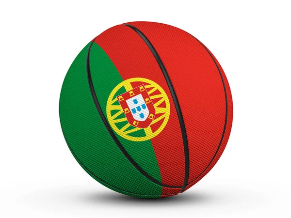 Basketbalový míč Portugalsko vlajky — Stock fotografie