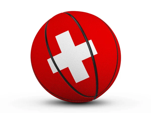 Basketbalový míč Švýcarsko vlajka — Stock fotografie