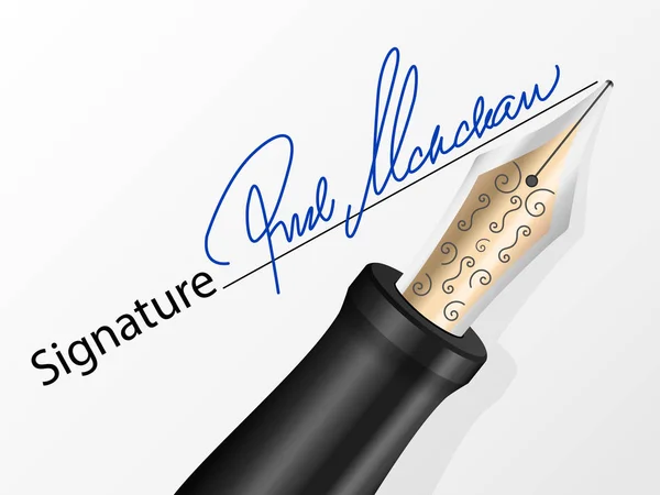 Signature et stylo plume — Image vectorielle