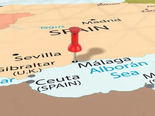 Rajzszög Malaga térképen — Stock Fotó