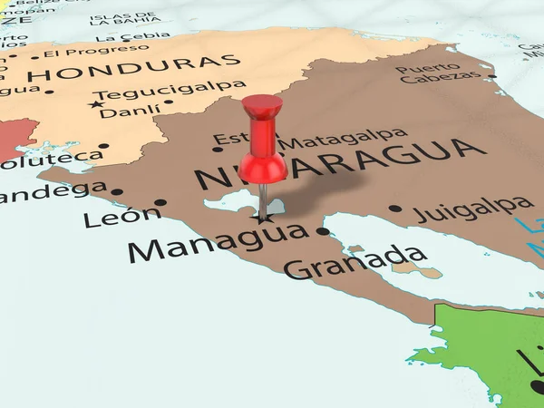 マナグア マップ上のプッシュピン — ストック写真