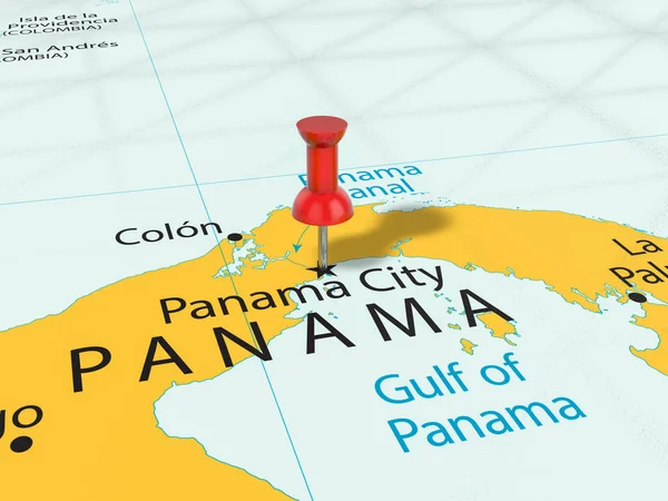 パナマ シティ マップ上のプッシュピン — ストック写真