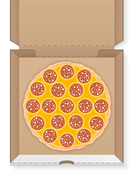 Cardboard box with pizza — Stock Vector