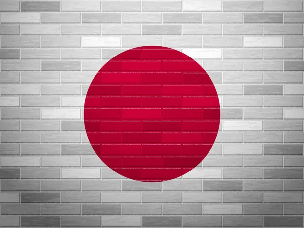 Parede de tijolo Bandeira do Japão —  Vetores de Stock