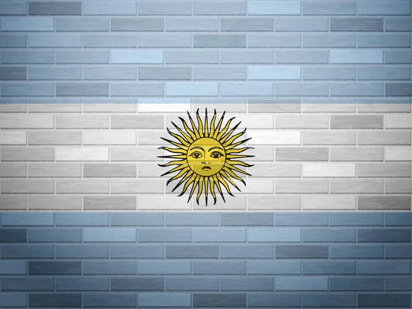 Muro de ladrillo Bandera Argentina — Vector de stock