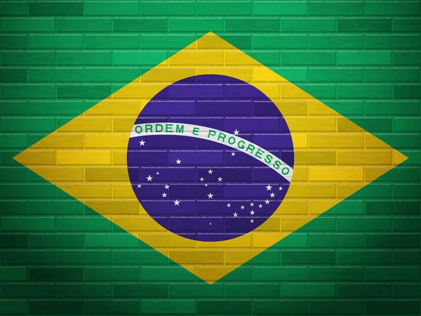 Baksteen muur Brazilië vlag — Stockvector