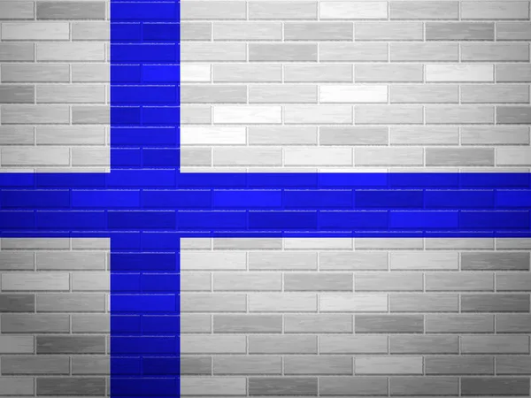Muro di mattoni Finlandia bandiera — Vettoriale Stock