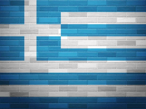 Baksteen muur Griekenland vlag — Stockvector