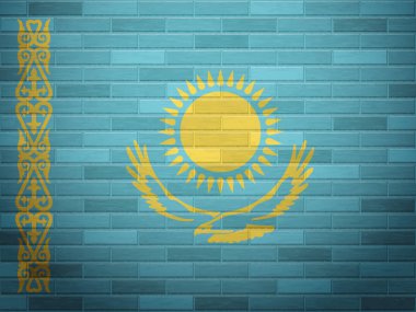 Tuğla duvar Kazakistan bayrağı