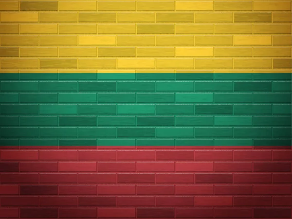 Parede de tijolo Lituânia bandeira —  Vetores de Stock