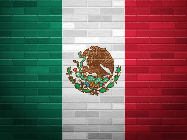 Tegel vägg Mexiko flagga — Stock vektor