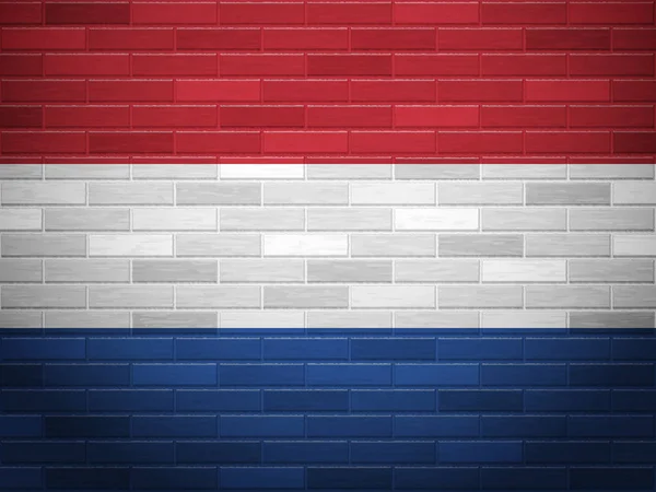 Ladrillo pared bandera de Holanda — Vector de stock