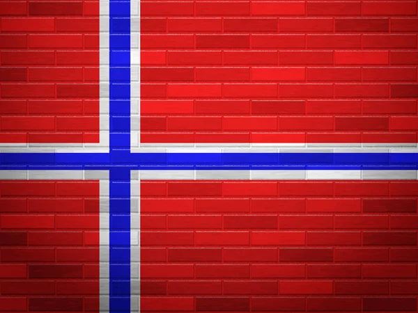 Mur de briques drapeau Norvège — Image vectorielle