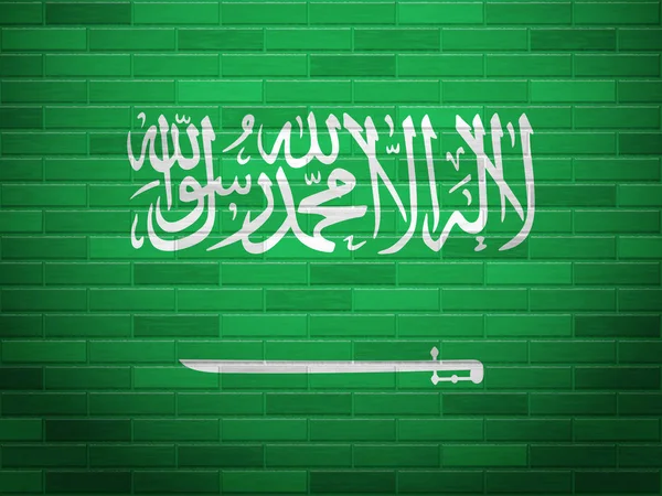 Bendera Arab Saudi dinding bata - Stok Vektor