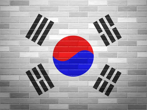 Parede de tijolo bandeira da Coreia do Sul —  Vetores de Stock