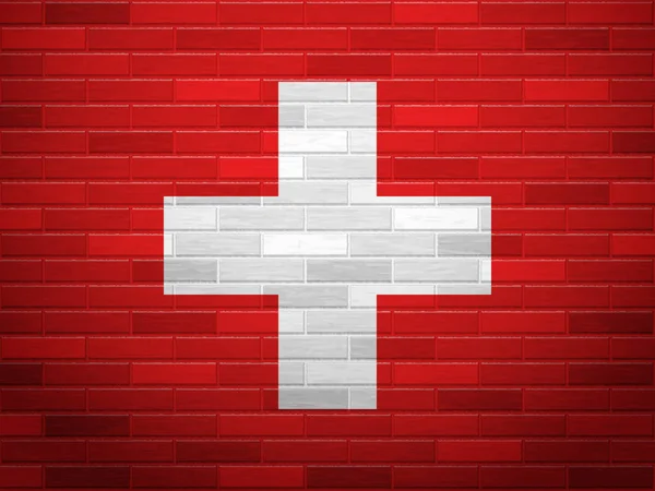Ladrillo pared Suiza bandera — Vector de stock