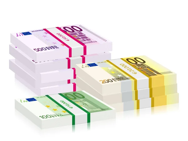 Pile di banconote in euro — Vettoriale Stock