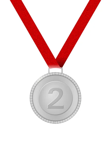 Medalla de plata en blanco — Vector de stock