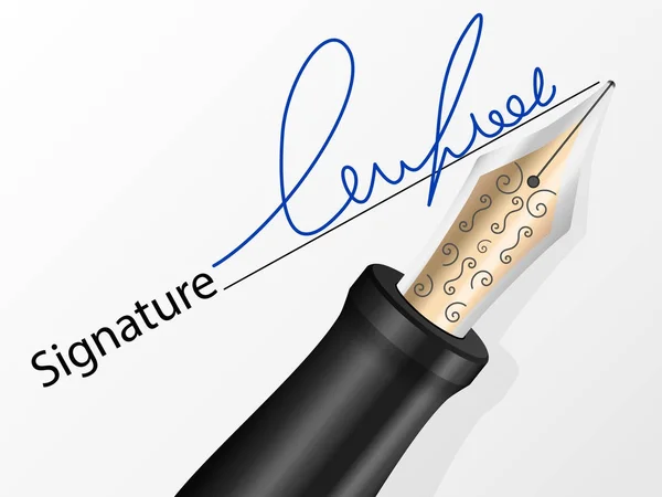 Signature and fountain pen — Stock Vector