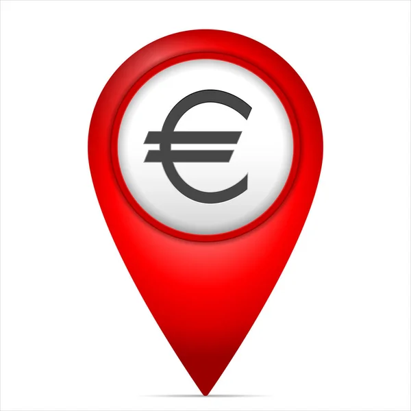 ユーロ通貨記号にマップ マーカー — ストックベクタ